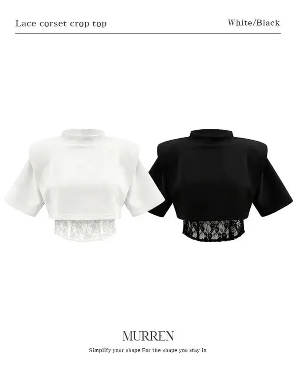 Lace-Trimmed Short Top, Showcasing Elegant Charm