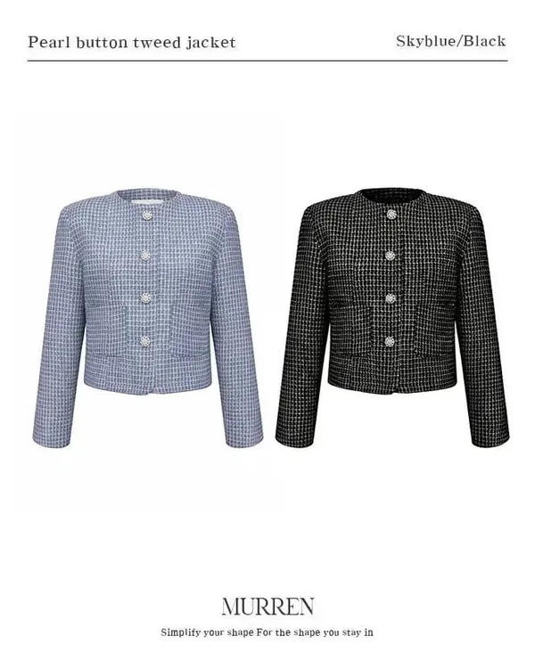 Pearl Button Plaid Coat - Stylish and Versatile