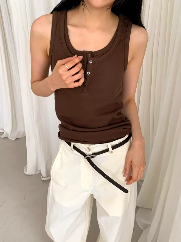 Minimalist Brown Women's Top - Comfortable and Versatile