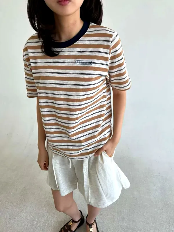 Striped Short Sleeve T-Shirt, Comfortable Casual Style