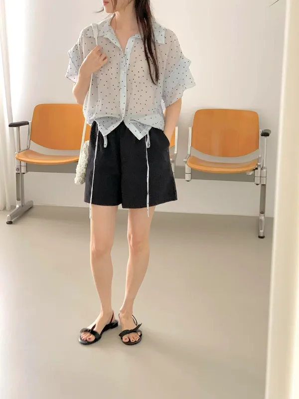 Fresh Polka Dot Short Sleeve Shirt, Lightweight and Breathable, Summer Essential
