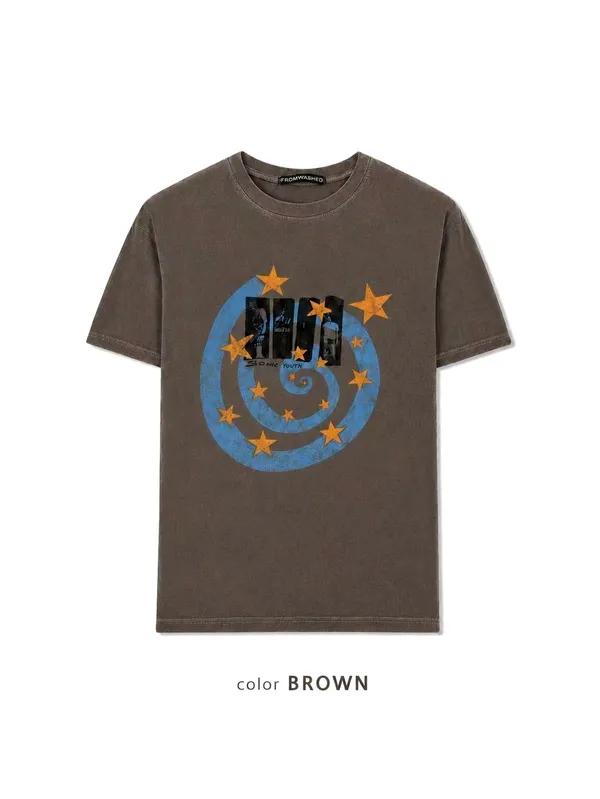 Stylish Vintage Brown Printed T-Shirt, Comfortable and Versatile