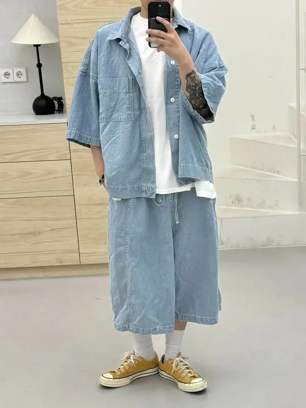 Stylish Casual Short Sleeve Denim Shirt