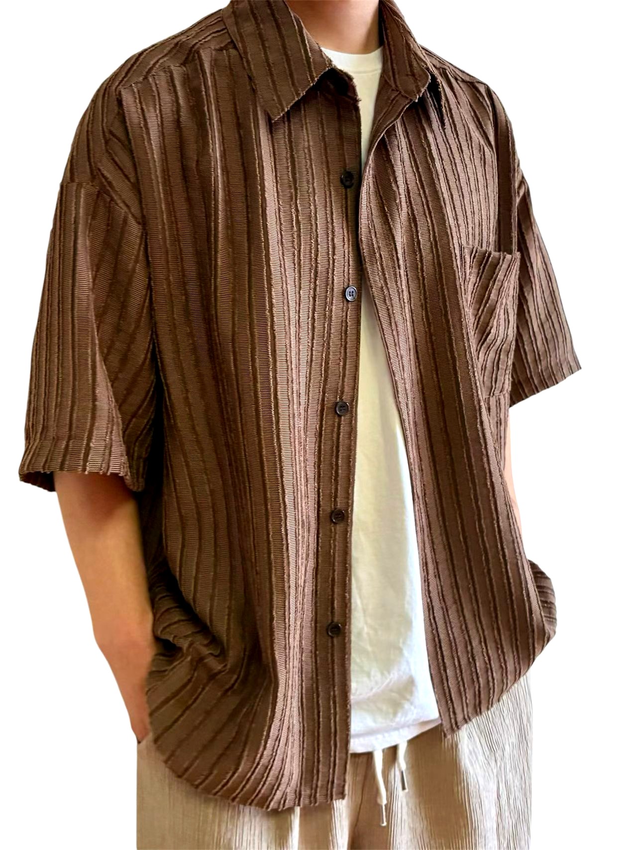 Stylish Striped Men's Top, Comfortable and Breathable, Perfect with Casual Pants