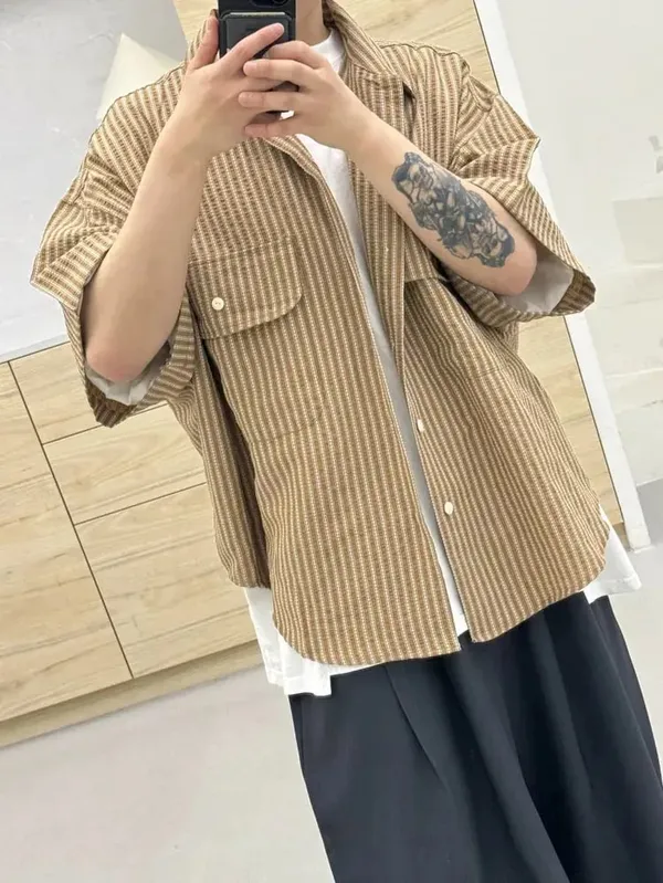 Striped Short Sleeve Shirt - Fresh and Casual Style