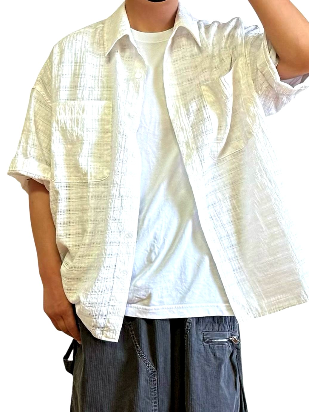 Fresh White Short Sleeve Shirt for Men - Effortless Casual Style