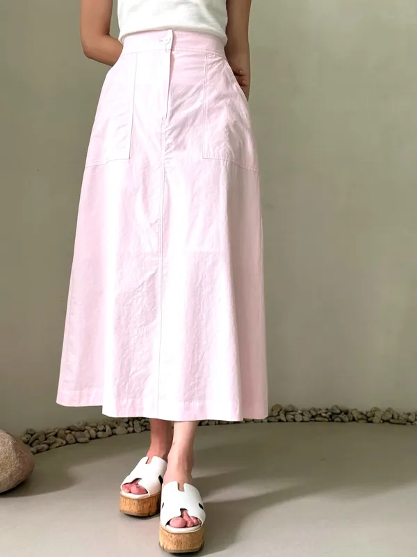 Fresh Pink High-Waisted Maxi Skirt - A Must-Have for Elegance