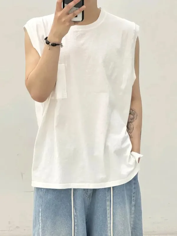 Minimalist White Sleeveless T-Shirt - Comfortable and Breathable