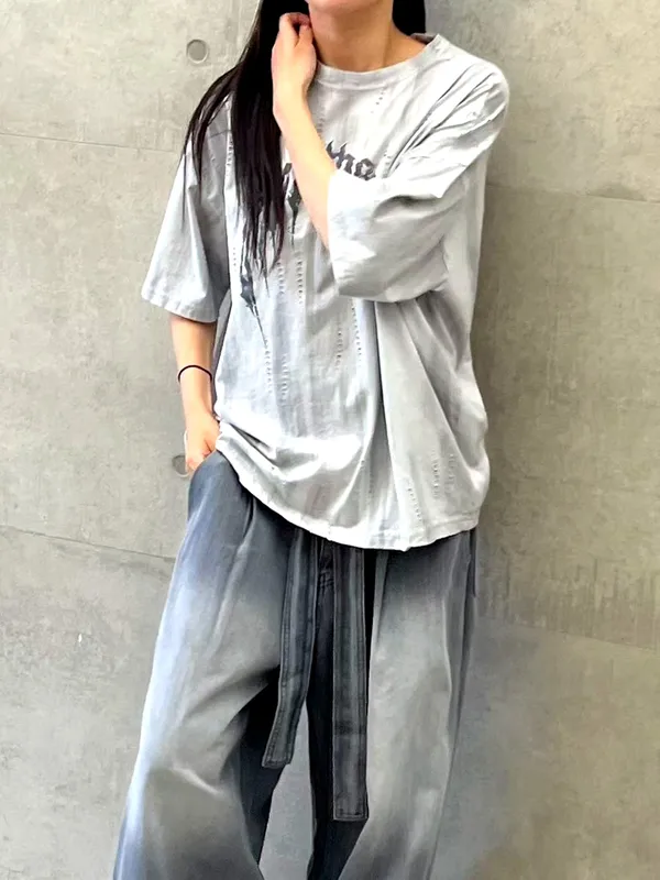 Stylish Loose Gray Women's Top, Comfortable and Breathable, Casual Style