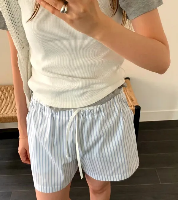 Fresh Striped Women's Shorts - Comfortable and Breathable, A Summer Essential