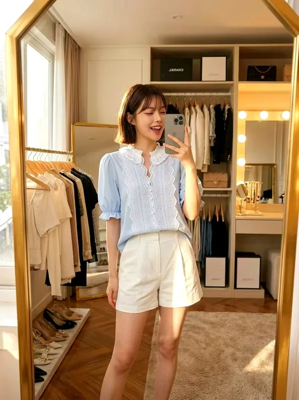 우아한 레이스 가장자리 여성용 탑 - 상쾌하고 편안함